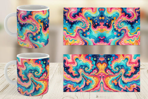 Mug Wrap Abstract Watercolor Swirl Sublimation artnoy 