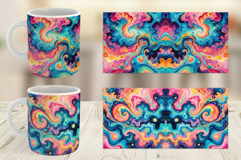 Mug Wrap Abstract Watercolor Swirl Sublimation artnoy 