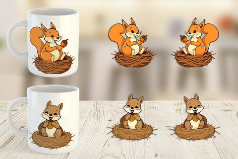 Mug Wrap Acorn Squirrel Sublimation artnoy 