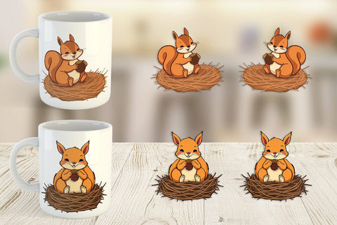 Mug Wrap Acorn Squirrel Sublimation artnoy 