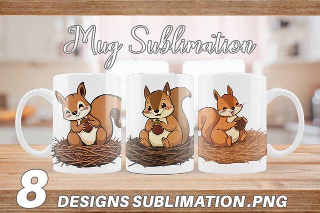 Mug Wrap Acorn Squirrel Sublimation artnoy 