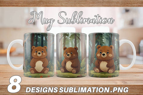 Mug Wrap Adorable Bear in Forest Sublimation artnoy 