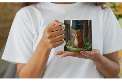 Mug Wrap Adorable Bear in Forest Sublimation artnoy 