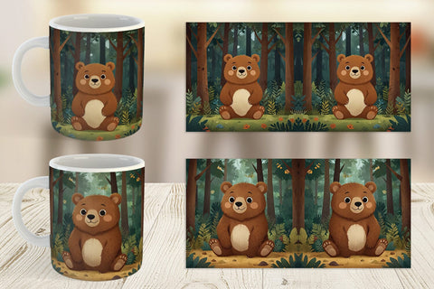 Mug Wrap Adorable Bear in Forest Sublimation artnoy 