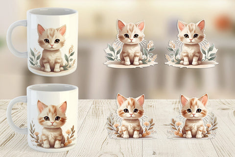 Mug Wrap Adorable Cute Cat Sublimation artnoy 