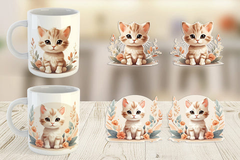 Mug Wrap Adorable Cute Cat Sublimation artnoy 
