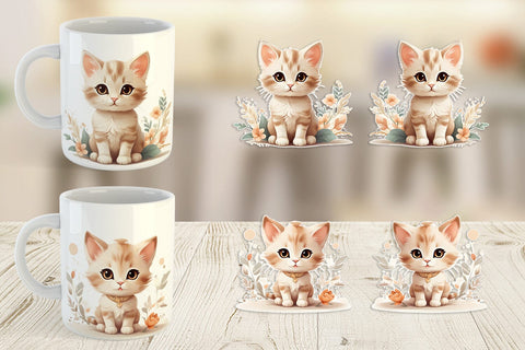 Mug Wrap Adorable Cute Cat Sublimation artnoy 