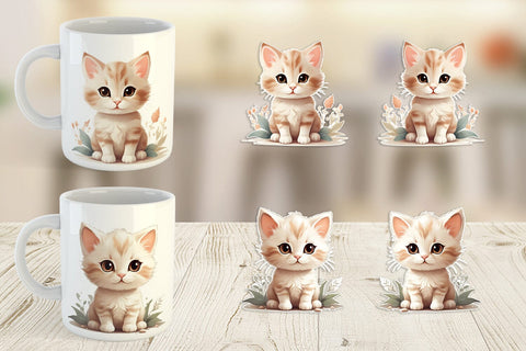 Mug Wrap Adorable Cute Cat Sublimation artnoy 