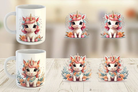 Mug Wrap Adorable Cute Unicorn Sublimation artnoy 