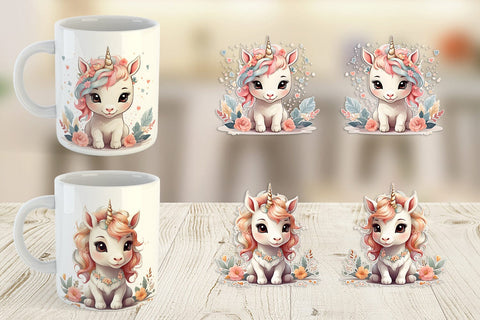 Mug Wrap Adorable Cute Unicorn Sublimation artnoy 