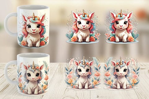 Mug Wrap Adorable Cute Unicorn Sublimation artnoy 