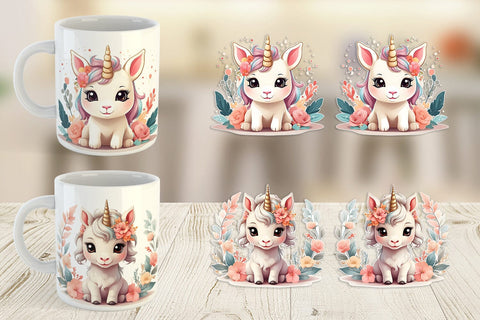 Mug Wrap Adorable Cute Unicorn Sublimation artnoy 