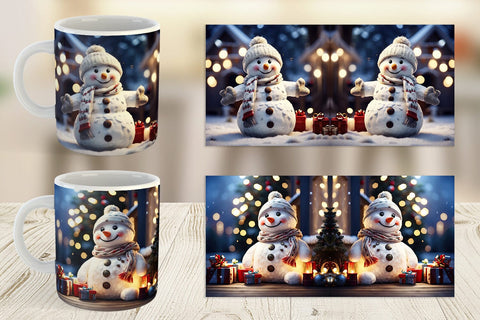 Mug Wrap Adorable Snowman Christmas Sublimation artnoy 