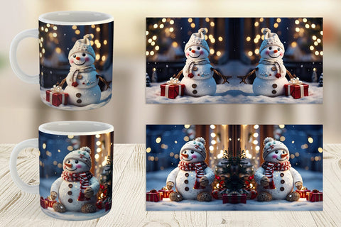Mug Wrap Adorable Snowman Christmas Sublimation artnoy 