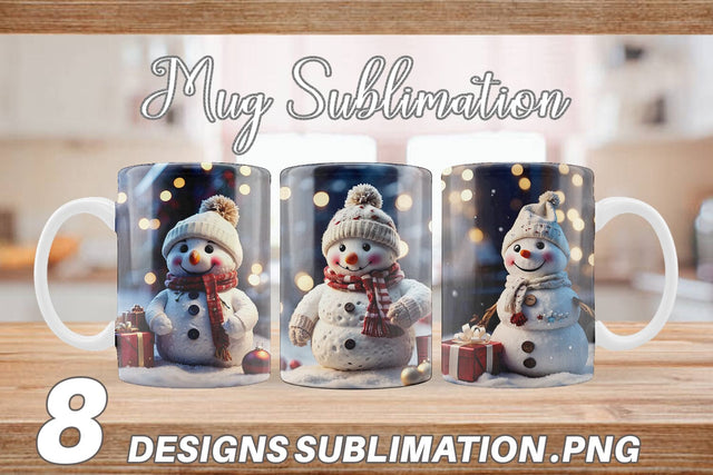 Mug Wrap Adorable Snowman Christmas Sublimation artnoy 