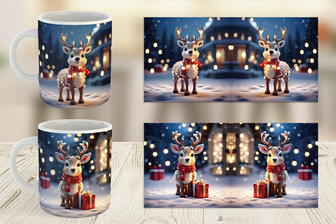 Mug Wrap Adorable Snowy Deer Sublimation artnoy 