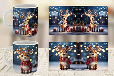 Mug Wrap Adorable Snowy Deer Sublimation artnoy 