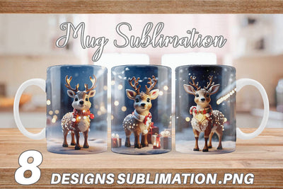 Mug Wrap Adorable Snowy Deer Sublimation artnoy 