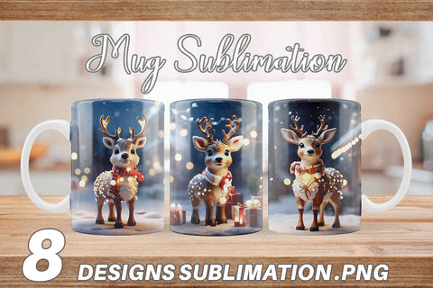 Mug Wrap Adorable Snowy Deer Sublimation artnoy 