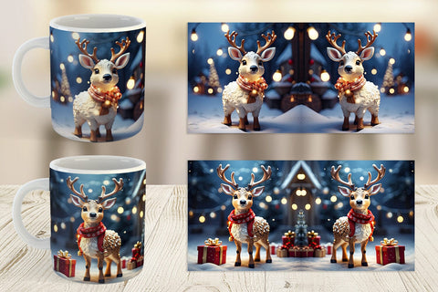 Mug Wrap Adorable Snowy Deer Sublimation artnoy 
