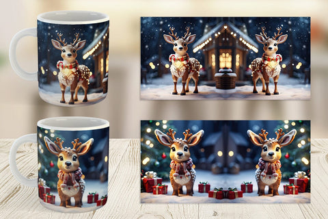 Mug Wrap Adorable Snowy Deer Sublimation artnoy 
