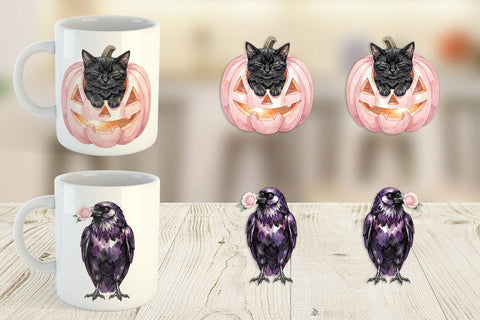 Mug Wrap Adorable Spooky Coquette Animals Sublimation artnoy 