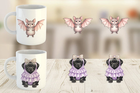 Mug Wrap Adorable Spooky Coquette Animals Sublimation artnoy 