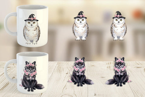 Mug Wrap Adorable Spooky Coquette Animals Sublimation artnoy 