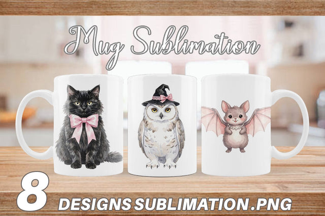 Mug Wrap Adorable Spooky Coquette Animals Sublimation artnoy 