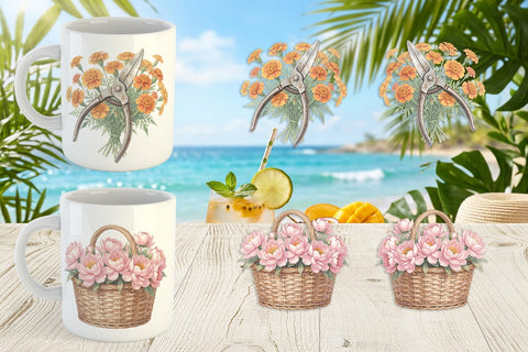Mug Wrap Airy Sun-Drenched Garden Watercolor Sublimation artnoy 