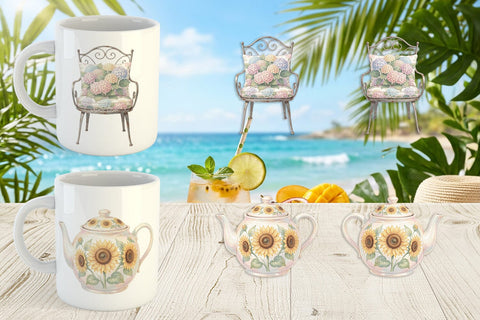 Mug Wrap Airy Sun-Drenched Garden Watercolor Sublimation artnoy 