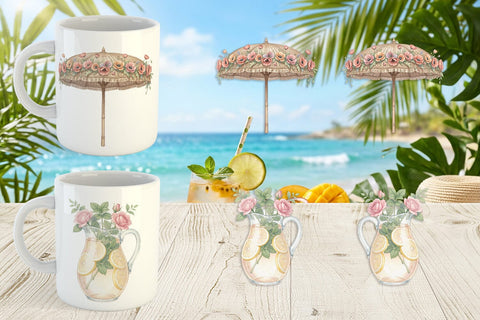 Mug Wrap Airy Sun-Drenched Garden Watercolor Sublimation artnoy 