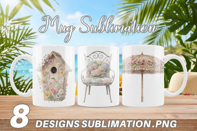 Mug Wrap Airy Sun-Drenched Garden Watercolor Sublimation artnoy 