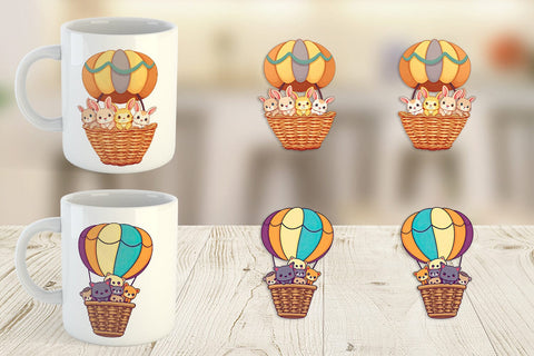 Mug Wrap Animal Hot Air Balloon Sublimation artnoy 