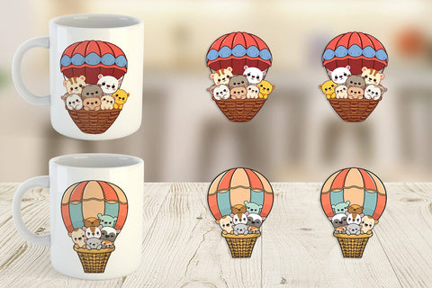 Mug Wrap Animal Hot Air Balloon Sublimation artnoy 