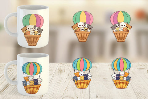 Mug Wrap Animal Hot Air Balloon Sublimation artnoy 