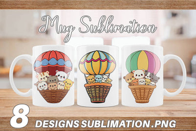 Mug Wrap Animal Hot Air Balloon Sublimation artnoy 