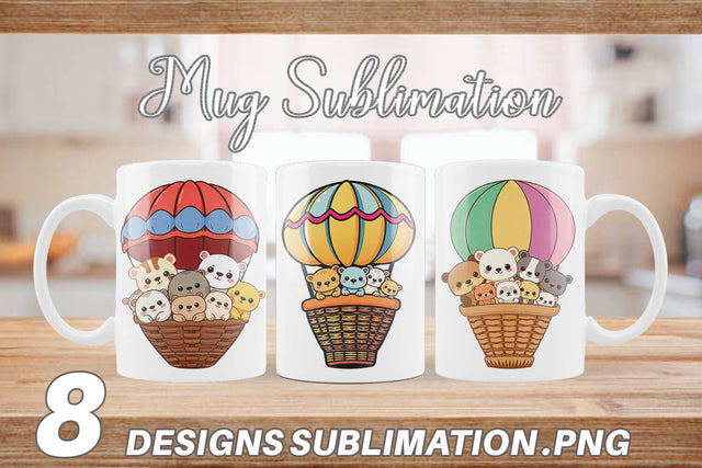 Mug Wrap Animal Hot Air Balloon Sublimation artnoy 