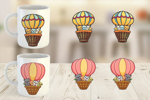 Mug Wrap Animal Hot Air Balloon Sublimation artnoy 