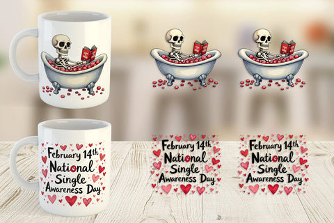 Mug Wrap Anti-Valentine's Sassy Singles Watercolor Sublimation artnoy 
