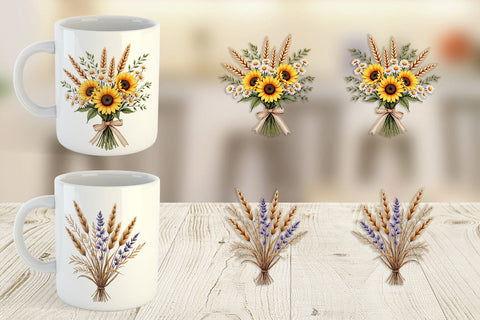 Mug Wrap Antique Botanical Wedding Bouquets Sublimation artnoy 