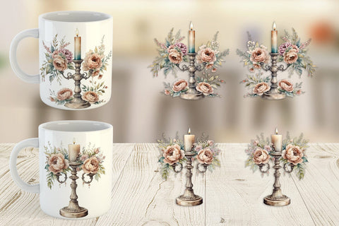 Mug Wrap Antique Candlestick Sublimation artnoy 
