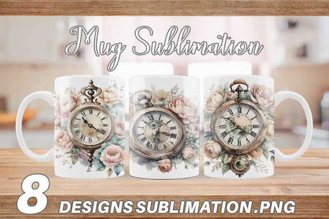 Mug Wrap Antique Clock Sublimation artnoy 