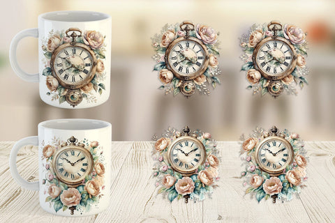 Mug Wrap Antique Clock Sublimation artnoy 