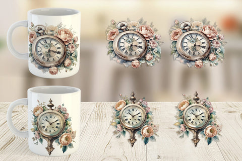 Mug Wrap Antique Clock Sublimation artnoy 