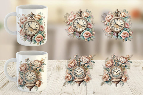 Mug Wrap Antique Clock Sublimation artnoy 