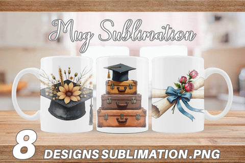 Mug Wrap Antique Floral Graduation Elements & Scrolls Sublimation artnoy 