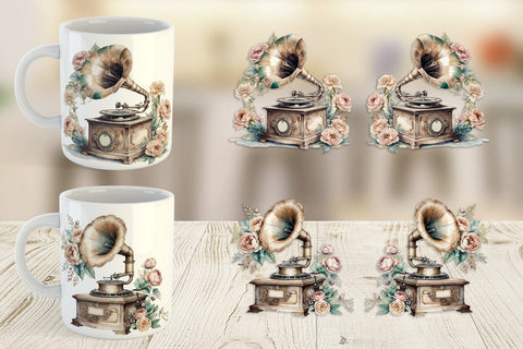 Mug Wrap Antique Gramophone Sublimation artnoy 