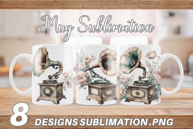 Mug Wrap Antique Gramophone Sublimation artnoy 