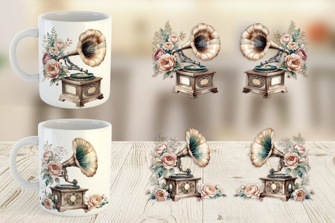 Mug Wrap Antique Gramophone Sublimation artnoy 